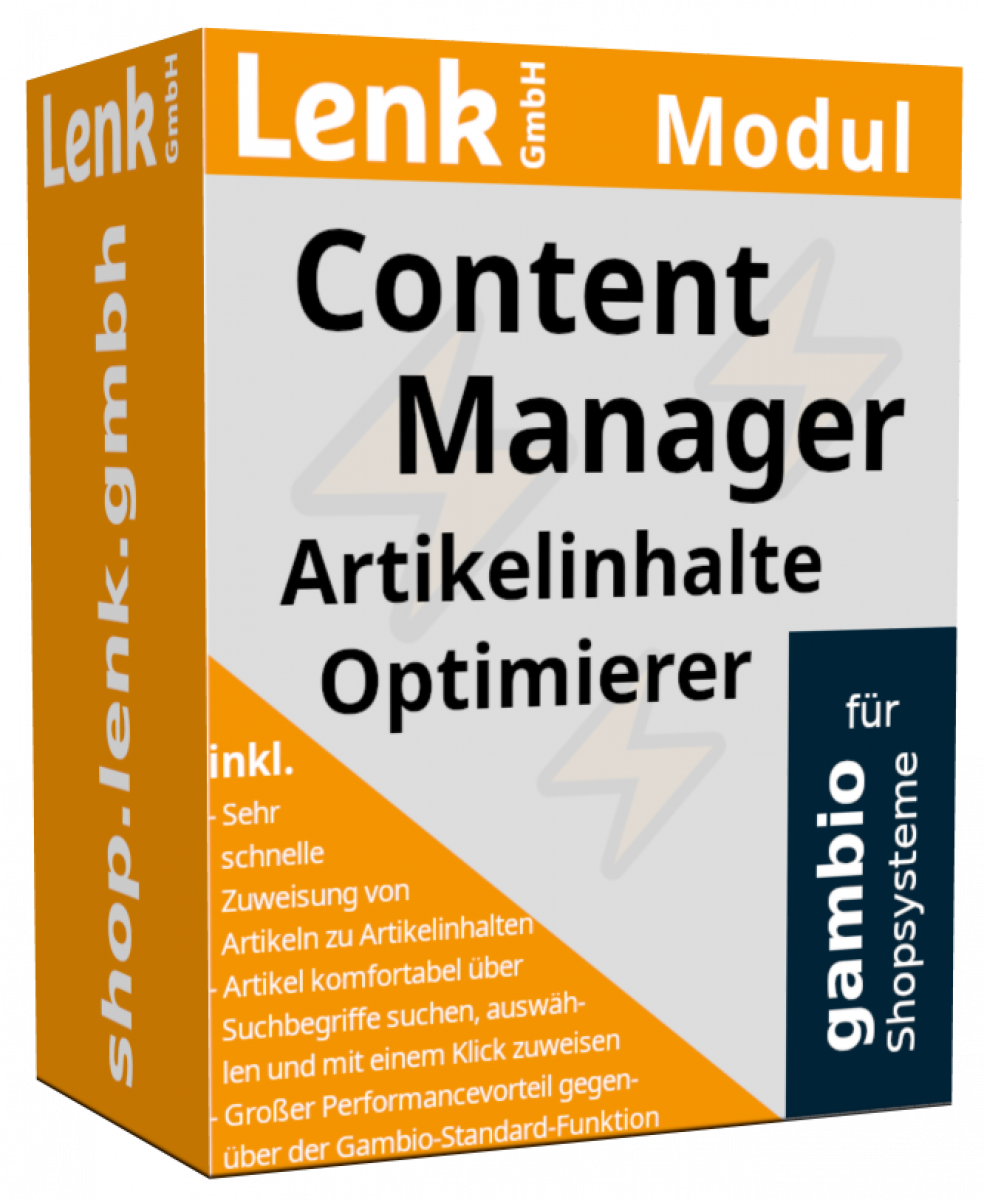 Gambio Modul Content Manager Artikelinhalte Optimierer